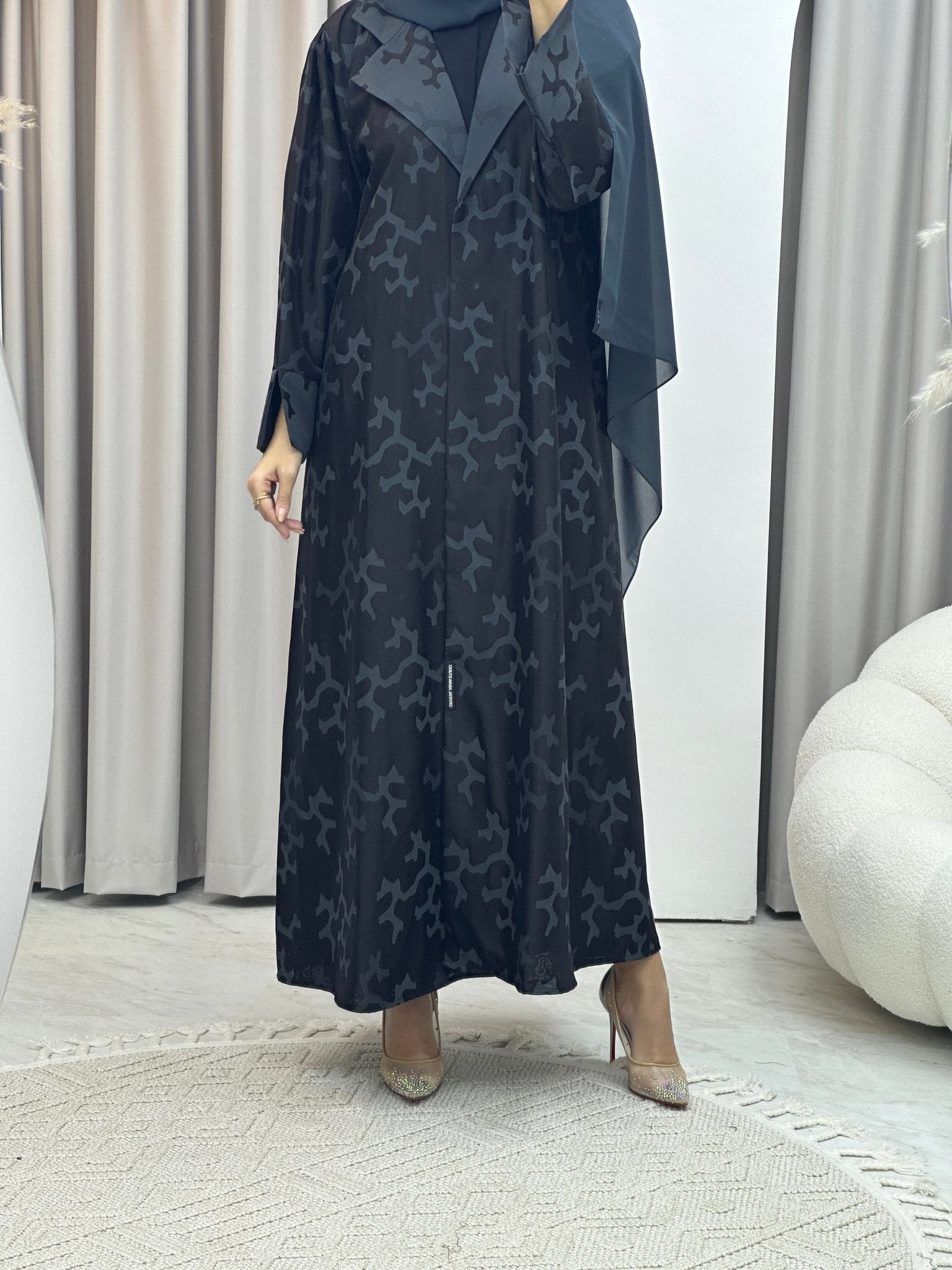 C Web Winter Grey Coat Abaya