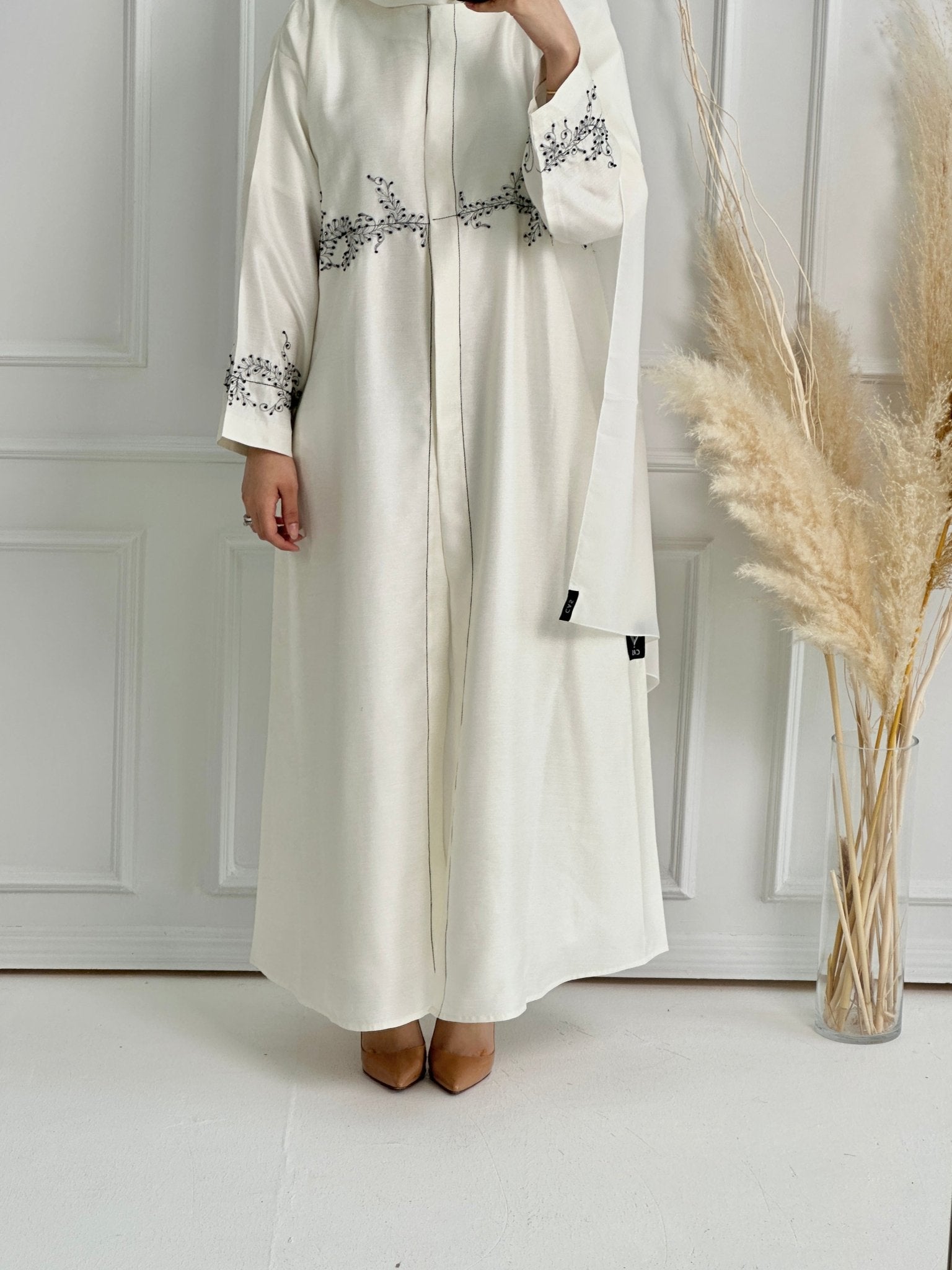 C - White - Black - Evening - Abaya - 55