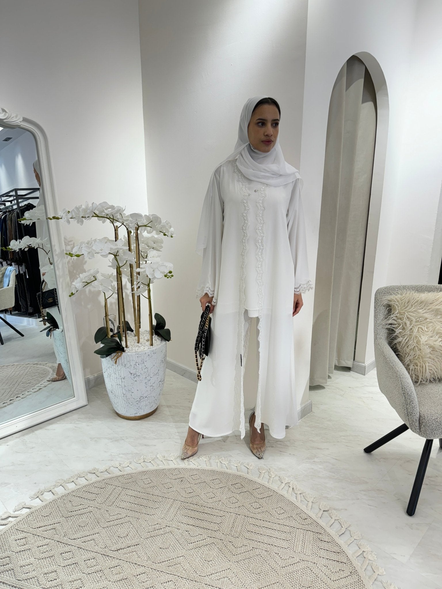 C White Lace Nada Eid Abaya