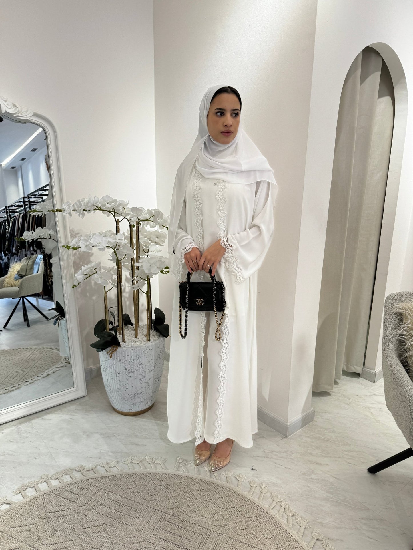 C White Lace Nada Eid Abaya