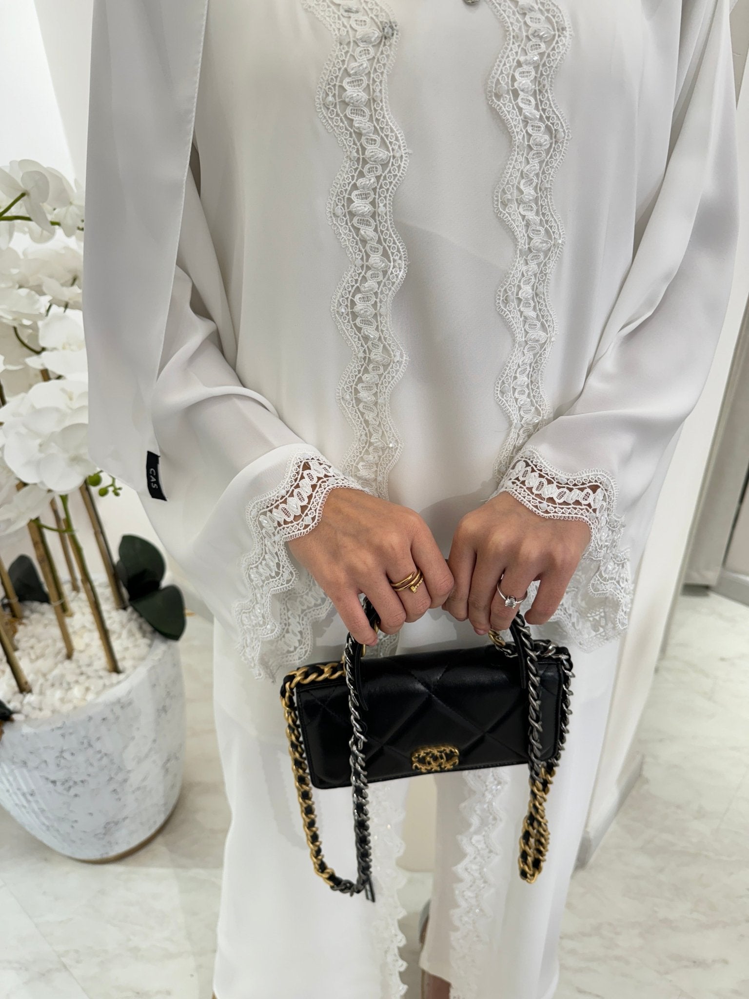 C White Lace Nada Eid Abaya