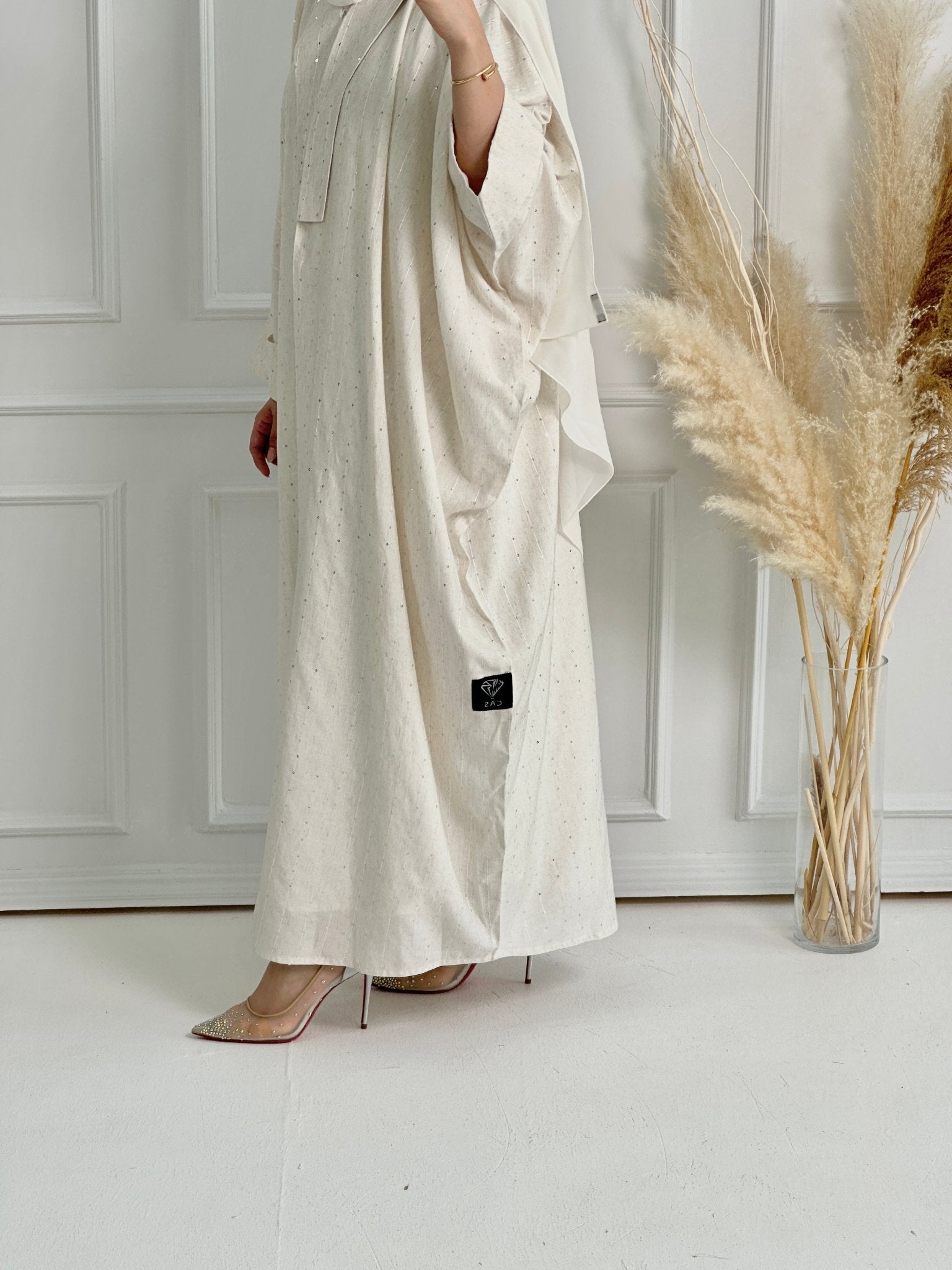 C - White - Linen - Evening - Abaya - 53