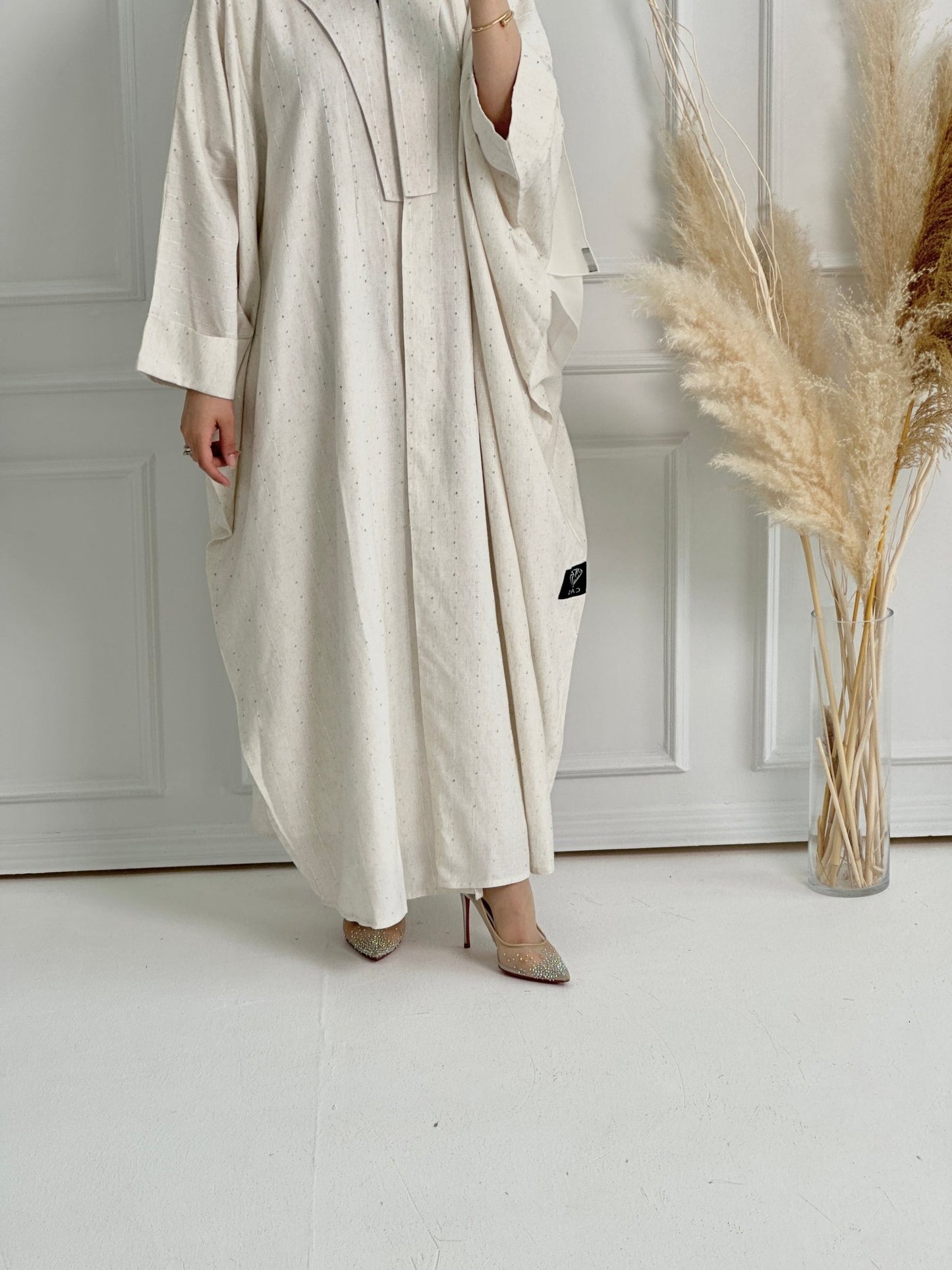 C - White - Linen - Evening - Abaya - 53