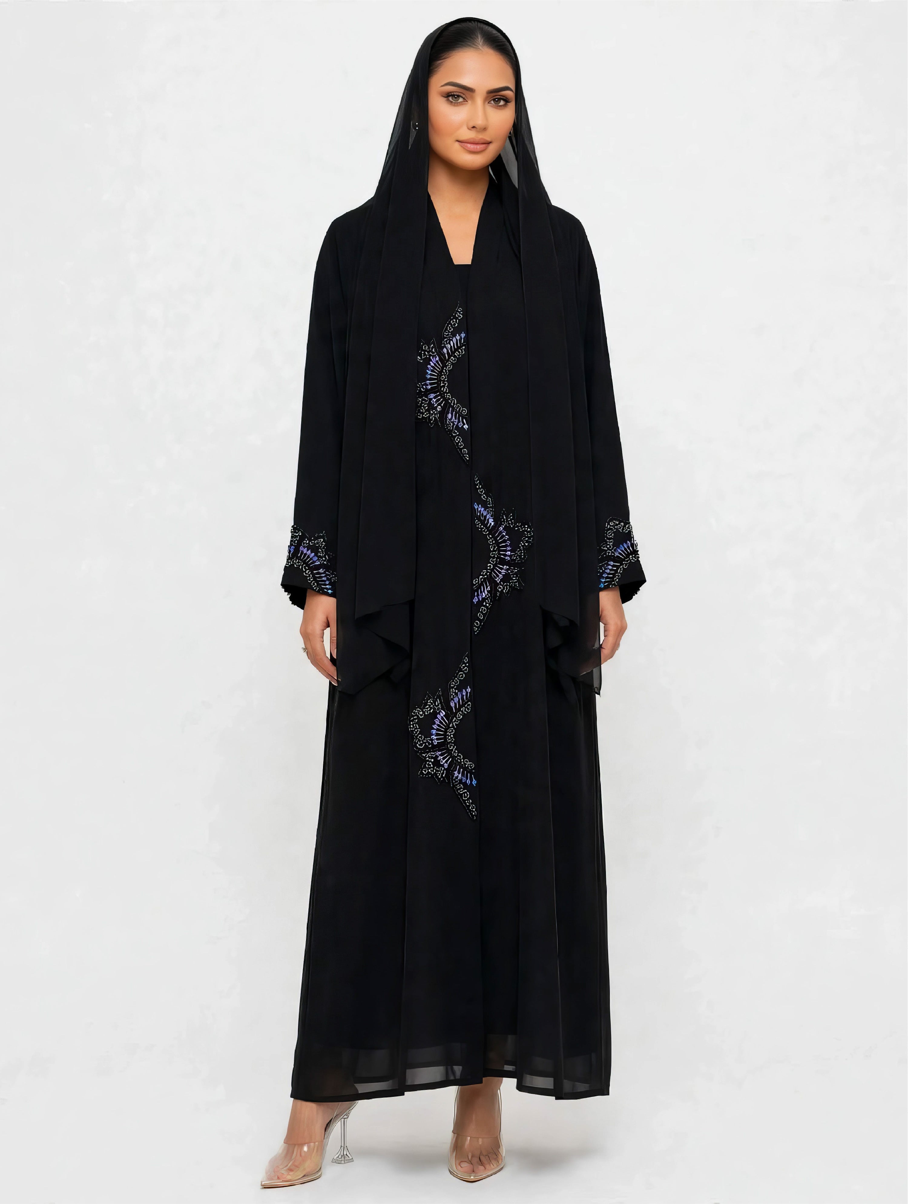 C2765 Noir Peacock Abaya