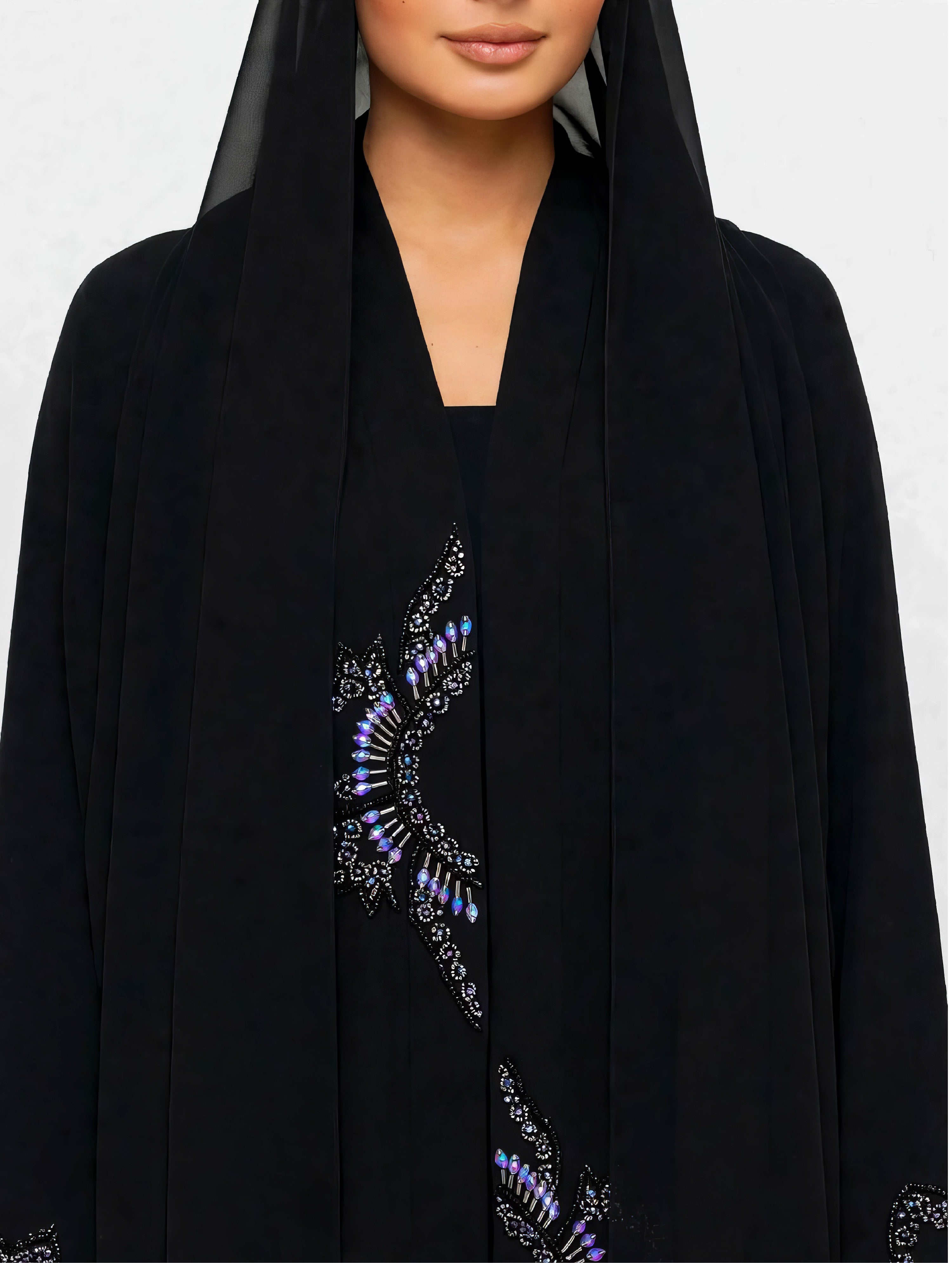 C2765 Noir Peacock Abaya