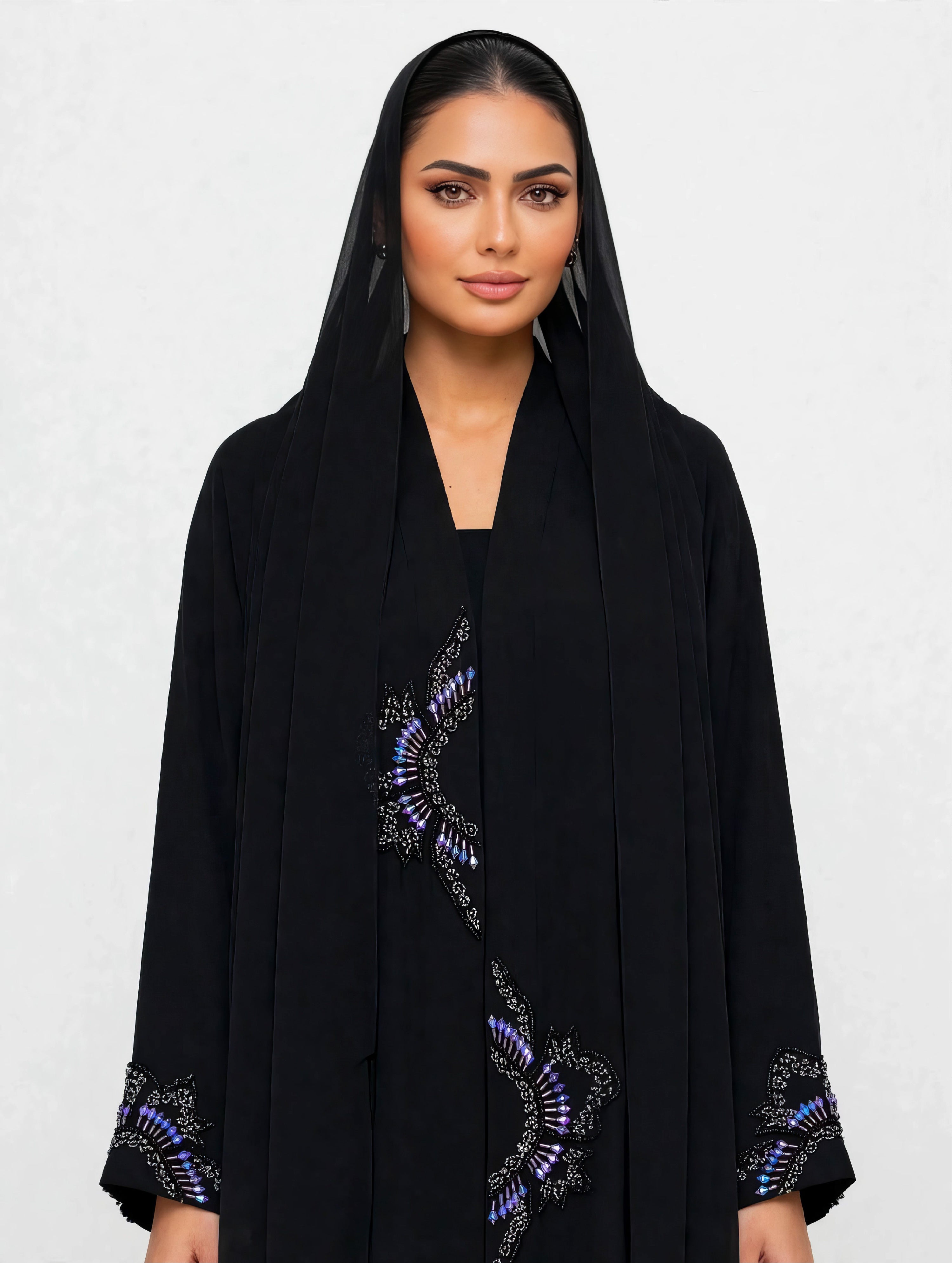 C2765 Noir Peacock Abaya