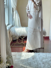 CE - Cream - Satin - Coat - Abaya - Set