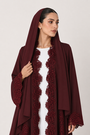 C 2511 Cherry Glaze Lace Abaya