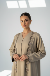 C 1889 Beige Beaded Abaya