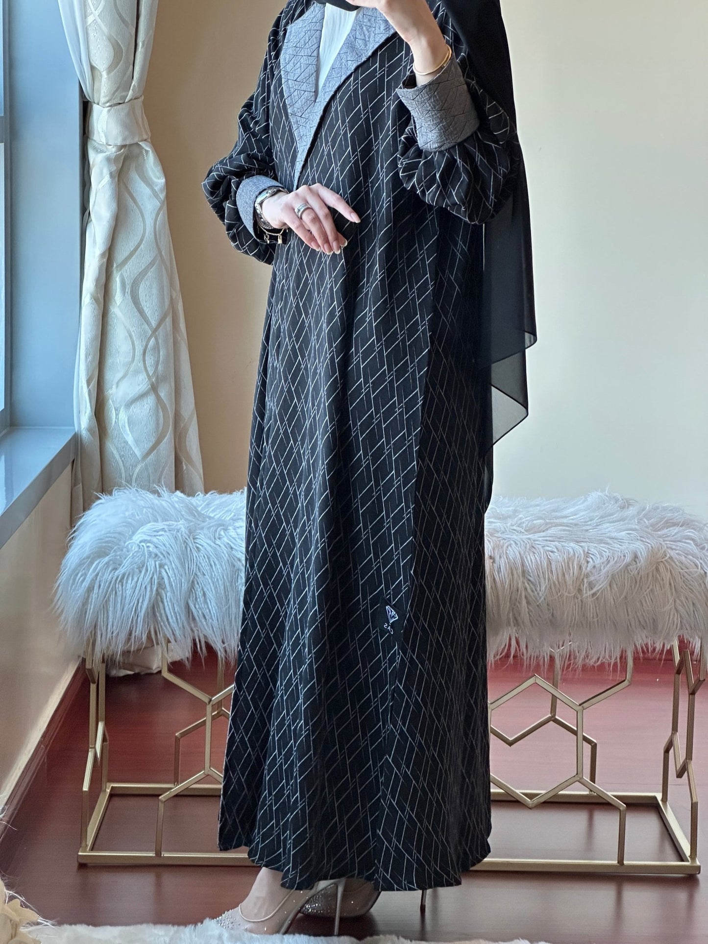 CR - Black - Grey - Abaya - 14