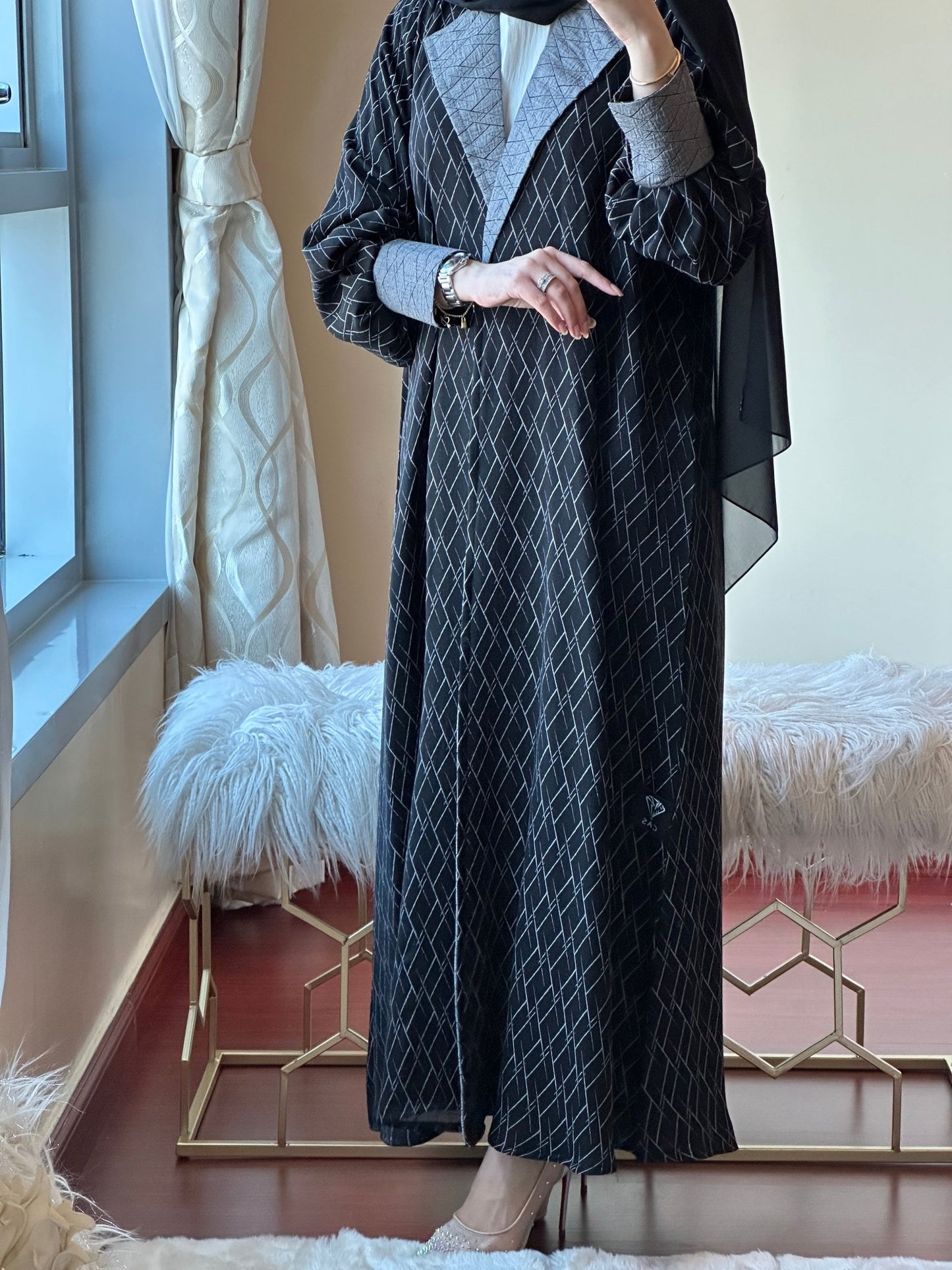 CR - Black - Grey - Abaya - 14