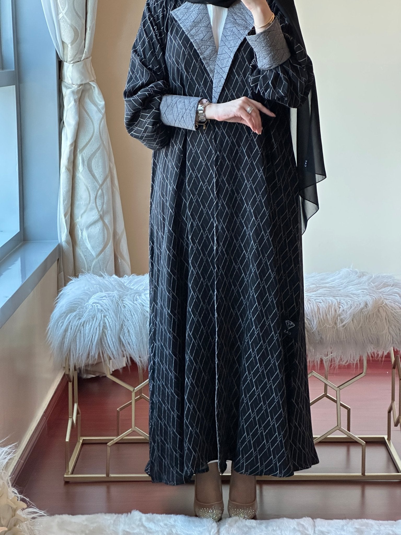 CR - Black - Grey - Abaya - 14