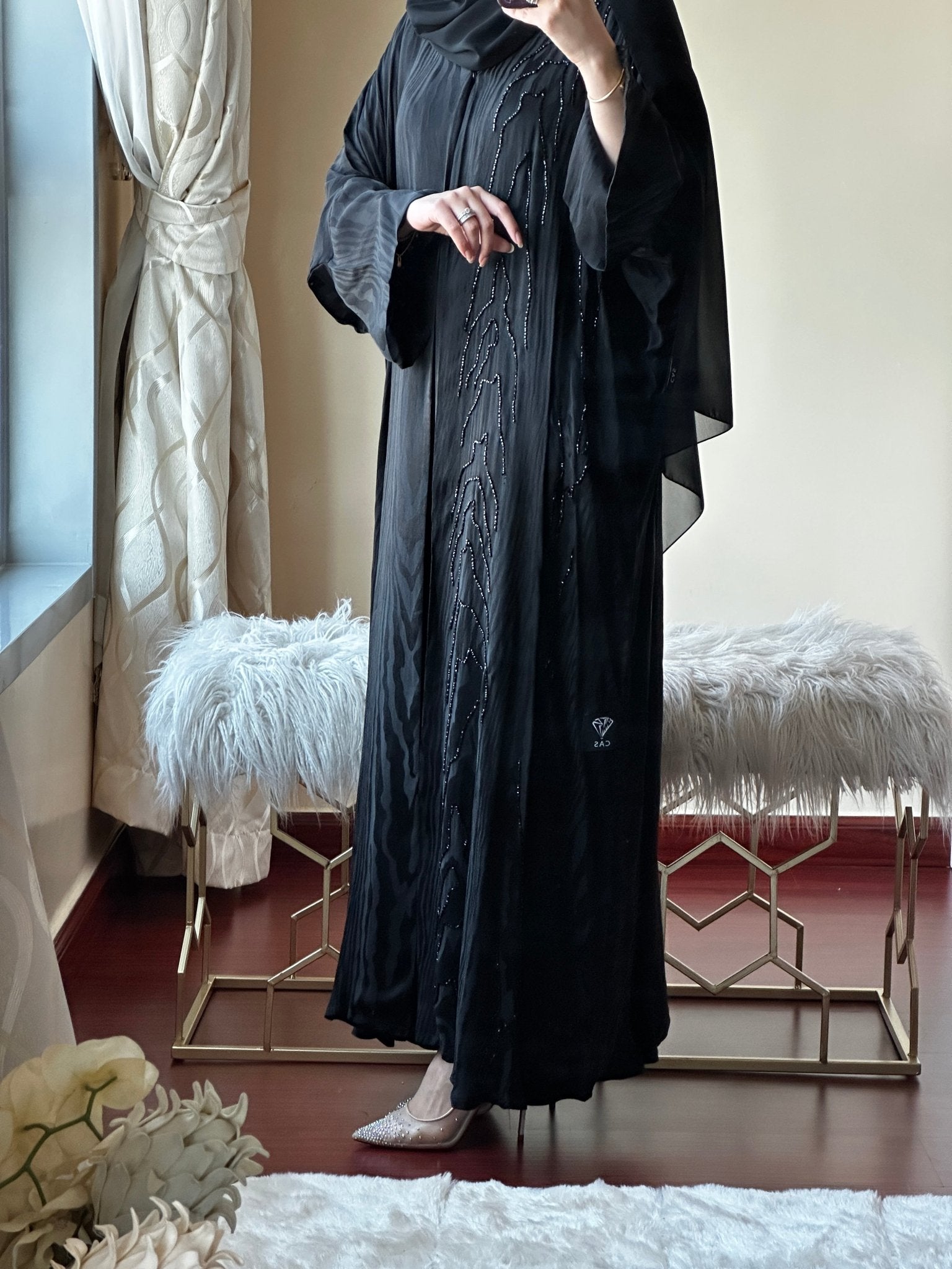 CR - Black Handwork Abaya 03