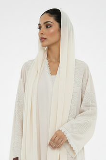 C 2568/82 Almond Mousse Lace Abaya