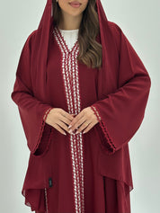 C 1815 Maroon Crystal Lace Abaya