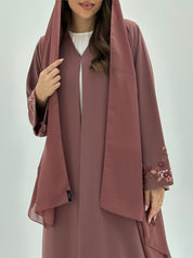 C 1818 Dusty Rose Embroidered Abaya