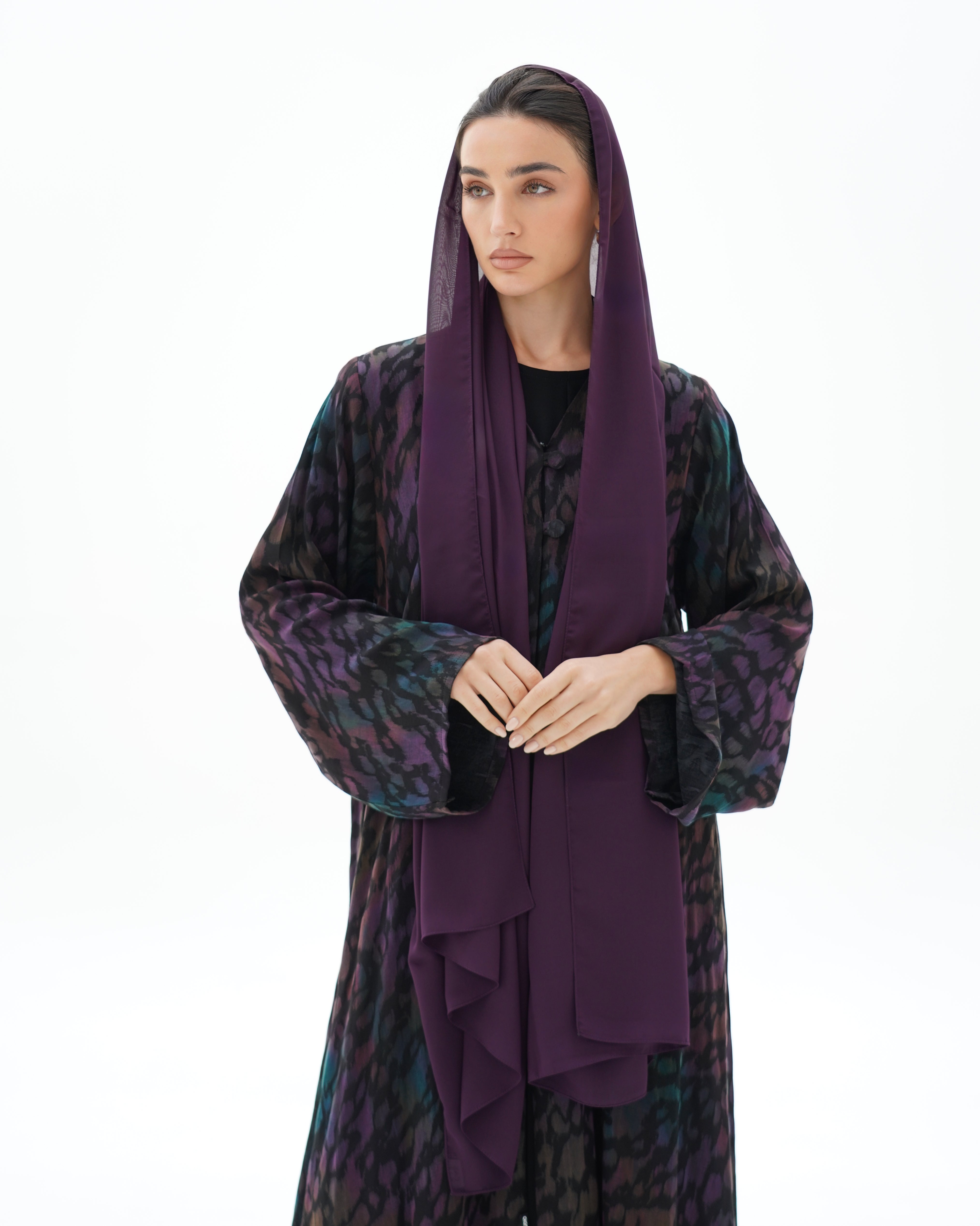 C 1696 Premium Dark Purple Abaya