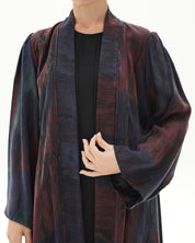C 1697 Premium Crimson Blue Abaya