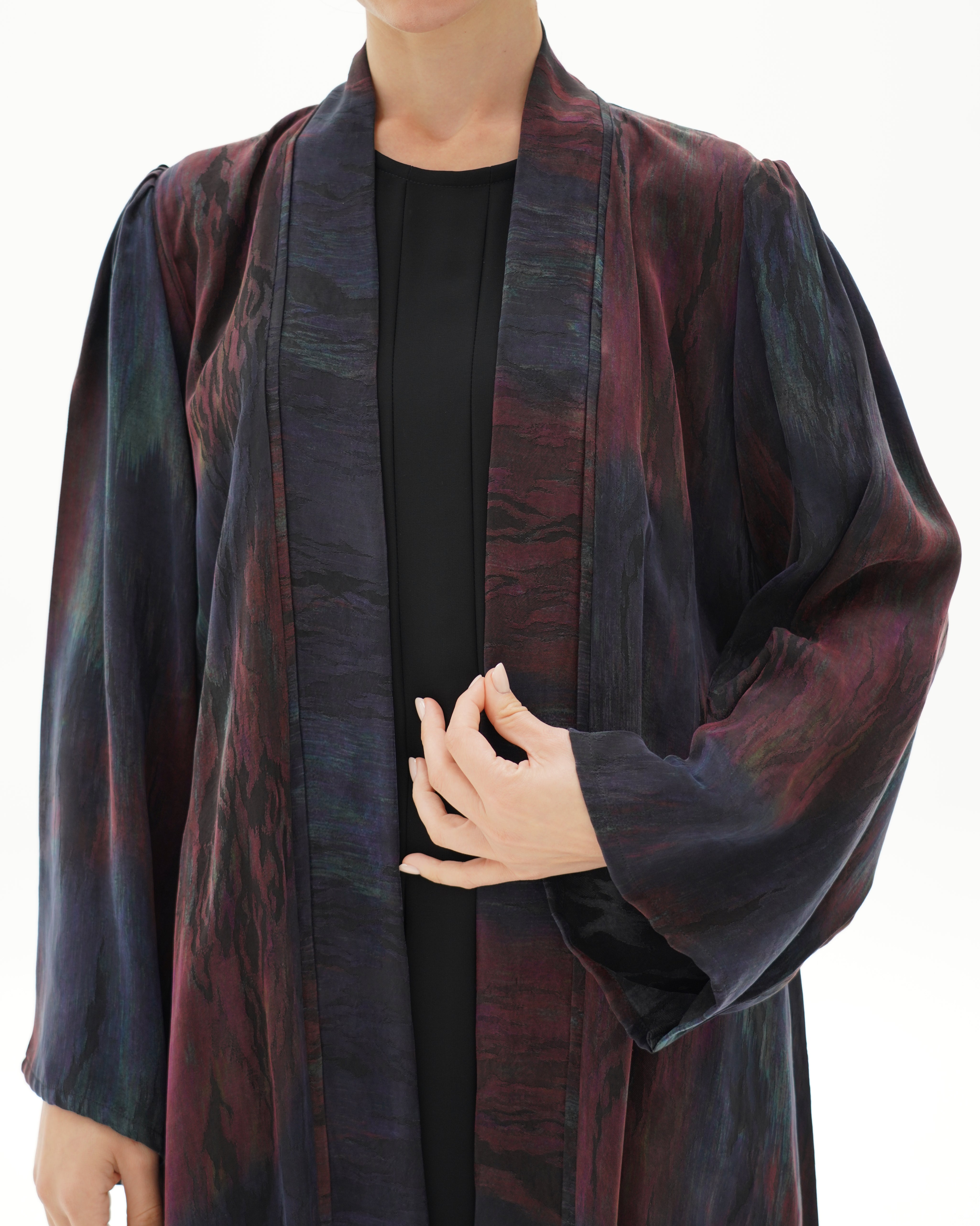 C 1697 Premium Crimson Blue Abaya