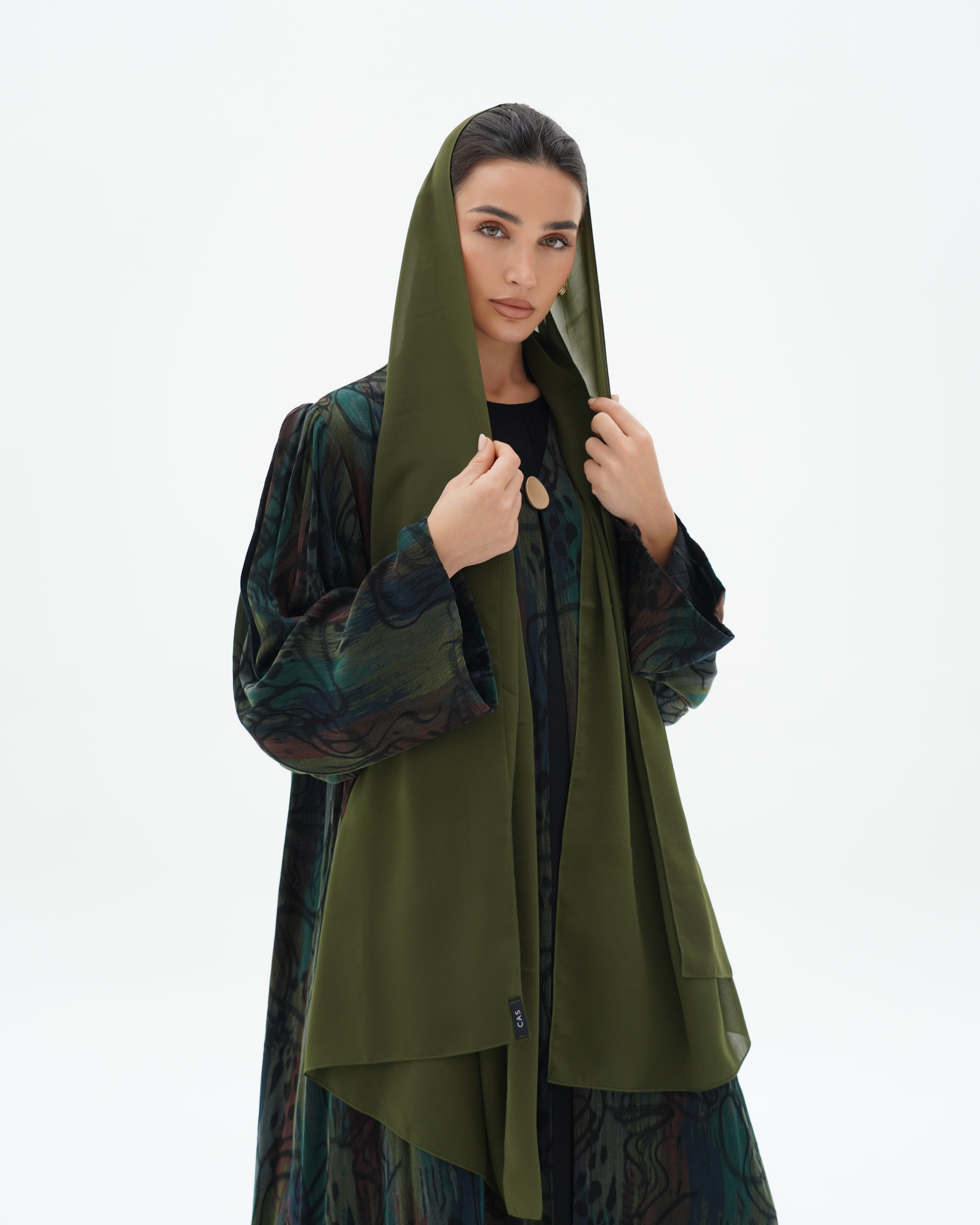 عباية C 1698 بريميوم باللون الأخضر العسكري