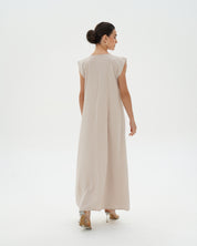 C 006-01 Premium Ivory Pleated Under Abaya Dress