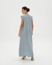 C 006-02 Premium Sky Blue Pleated Under Abaya Dress