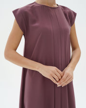 C 006-06 Premium Dull Magenta Pleated Under Abaya Dress