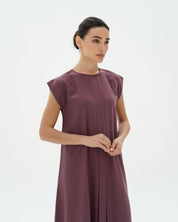 C 006-06 Premium Dull Magenta Pleated Under Abaya Dress