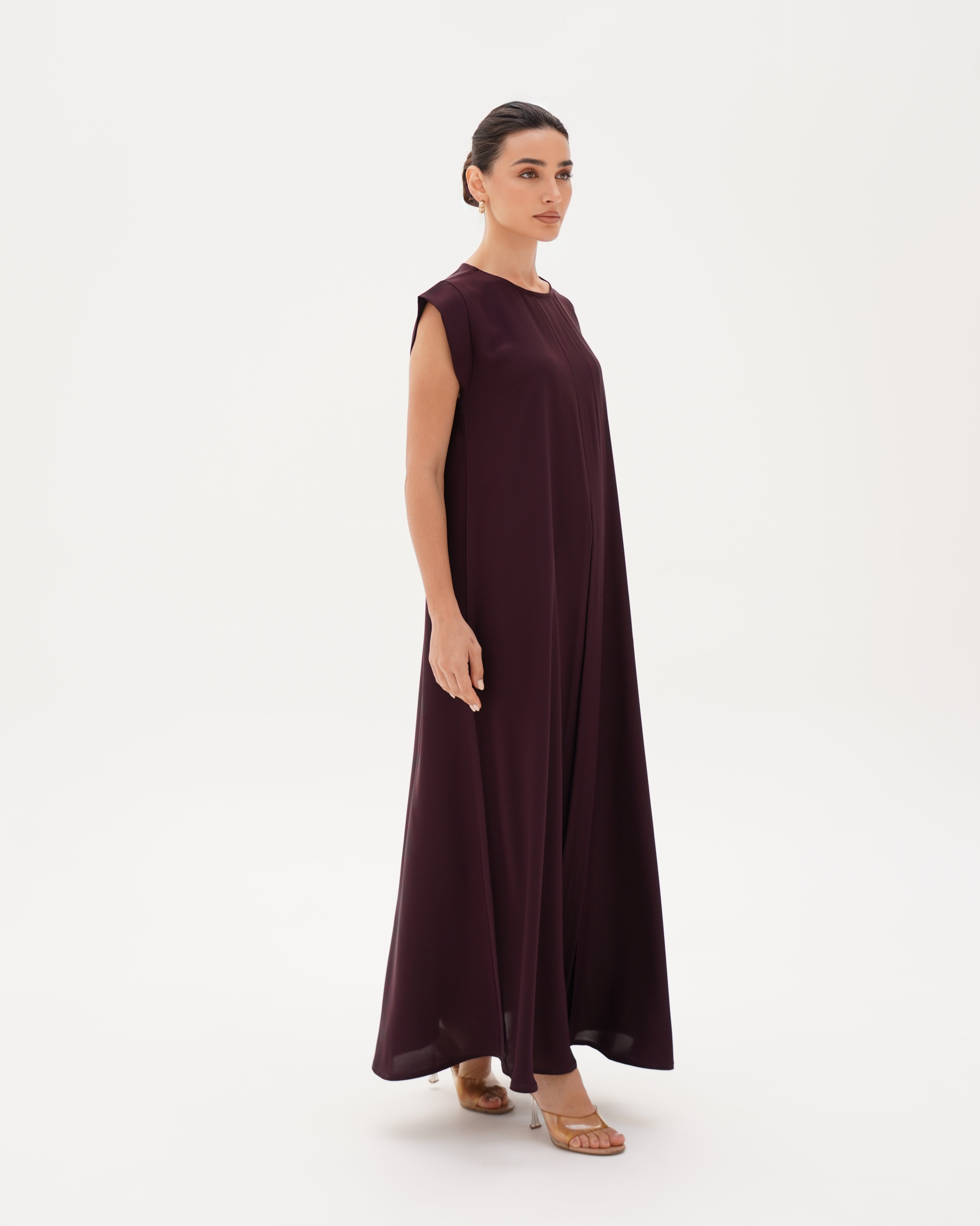 C 006-13 Premium Mulberry Pleated Under Abaya Dress