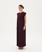 C 006-13 Premium Mulberry Pleated Under Abaya Dress