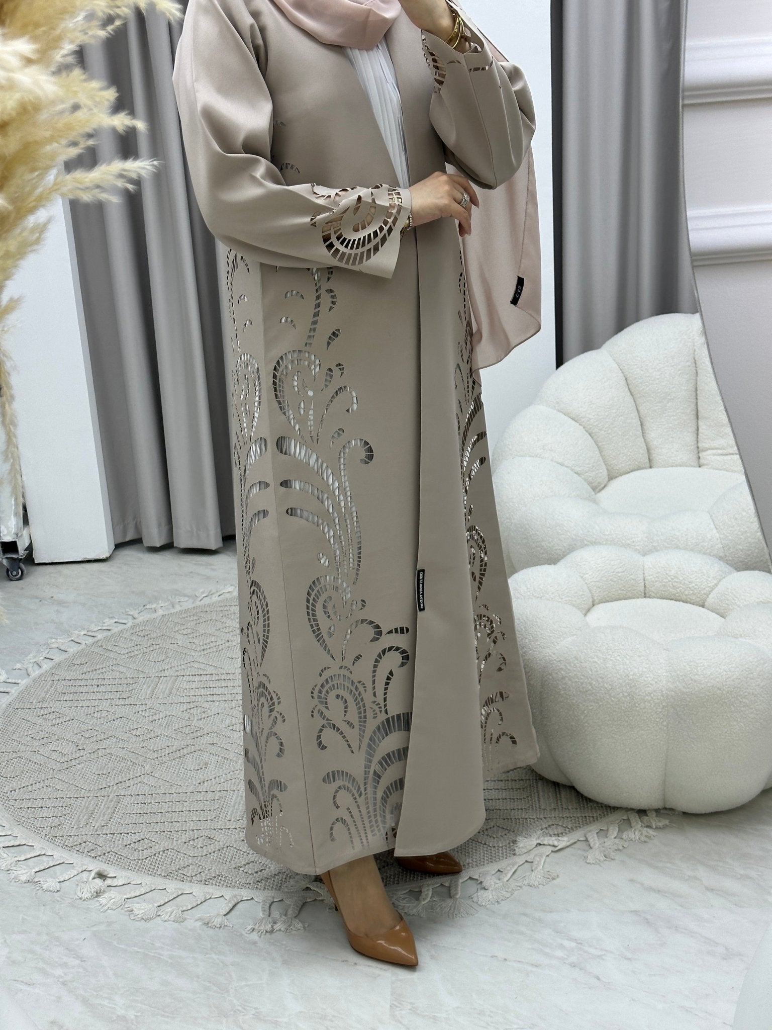 Lasercut Satin Ramadan Abaya