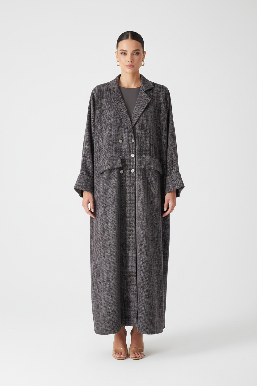 Tweed Abaya Front View - Final
