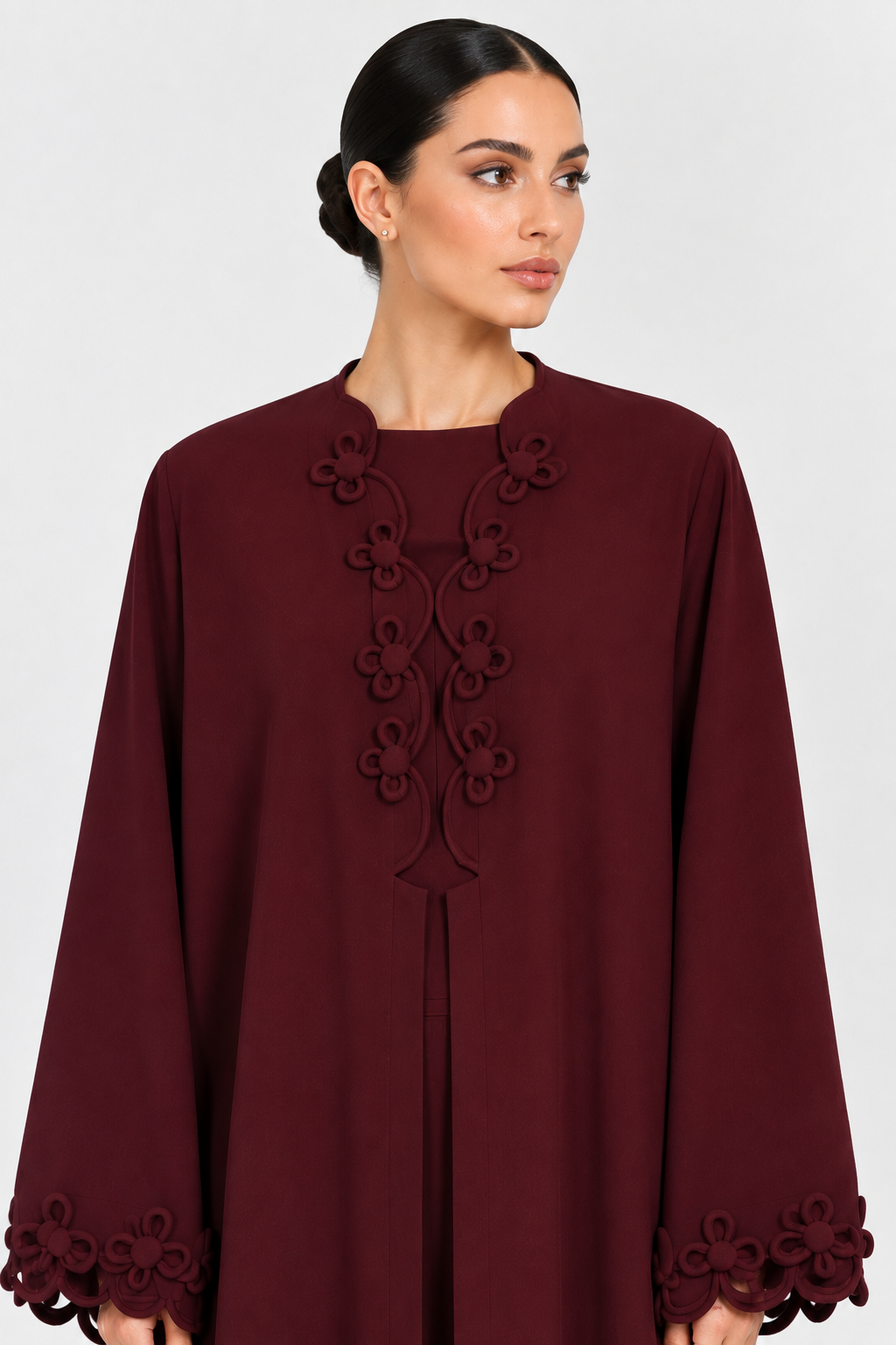 C 2723-02  Burgundy Floral Abaya