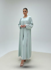 C 1841 Powder Blue Beaded Abaya