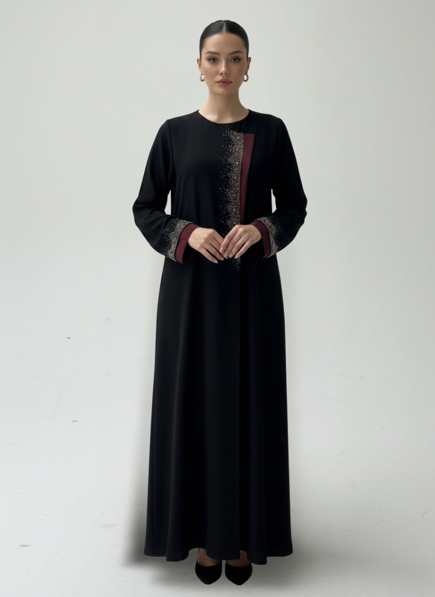 C 1833 Black Beaded Abaya CAS Abaya