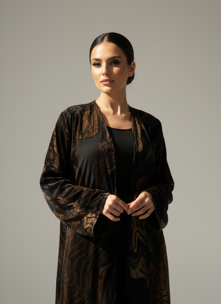 C 1784-01 Brown Velvet Abaya