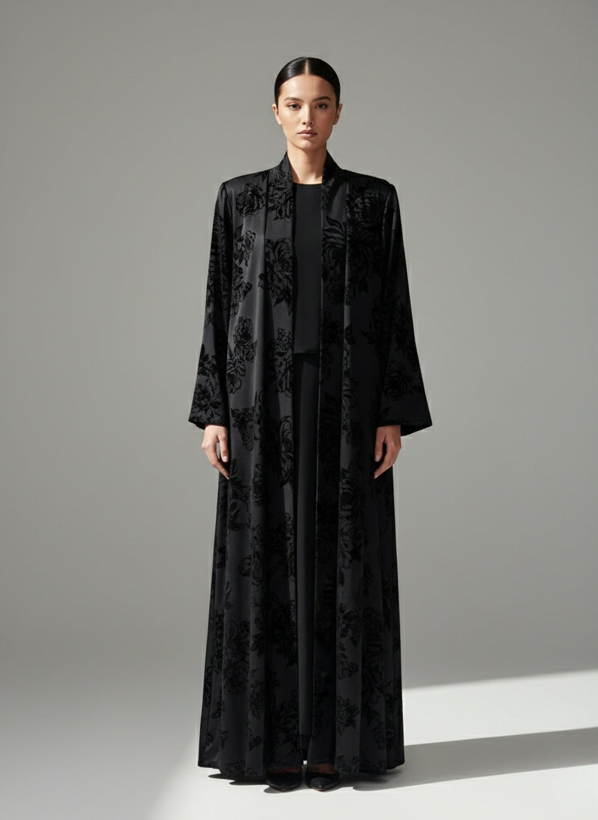 C 1853 Black Roses Abaya
