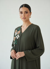 C 1837 Forest Green Beaded Abaya