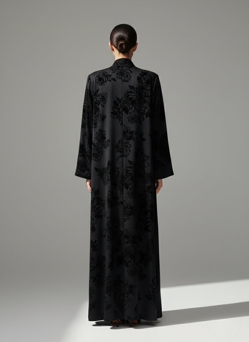 C 1853 Black Roses Abaya