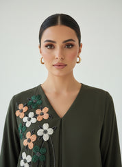 C 1837 Forest Green Beaded Abaya