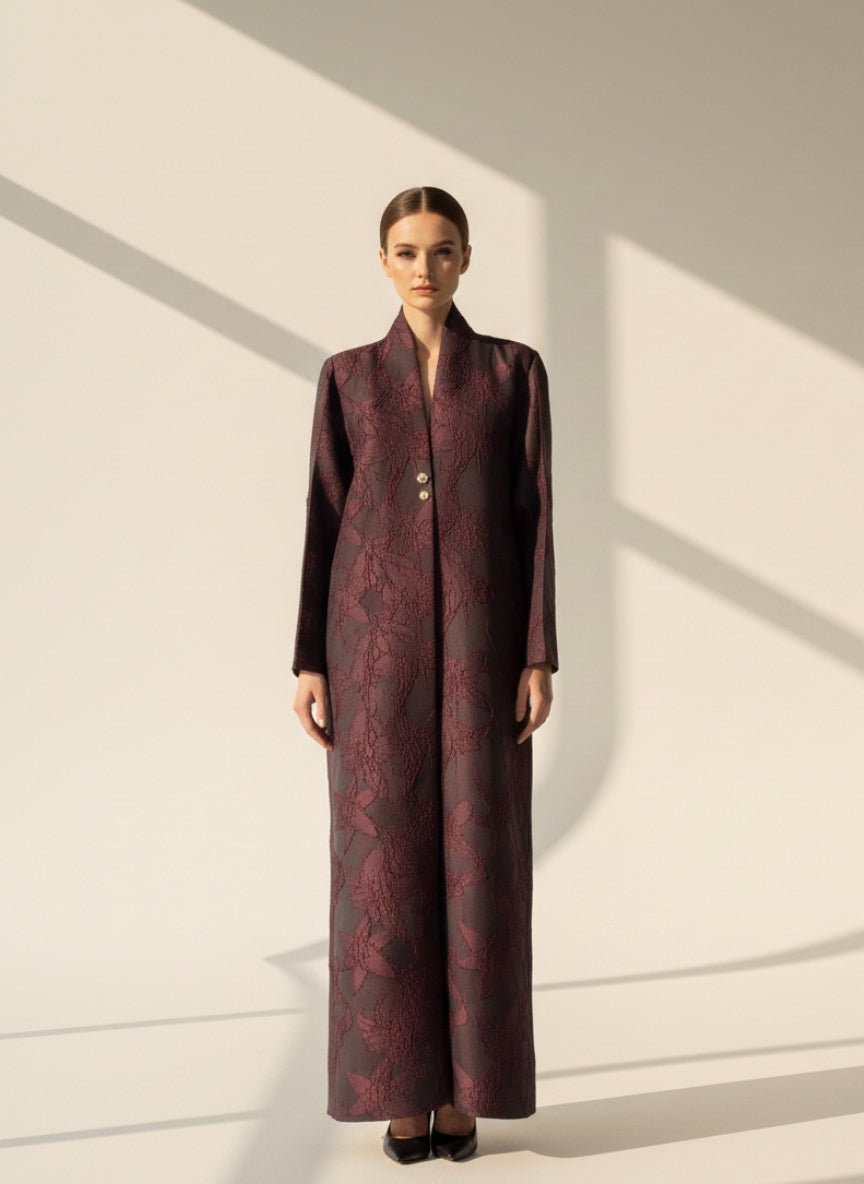 C 1848 Burgundy Coat Abaya
