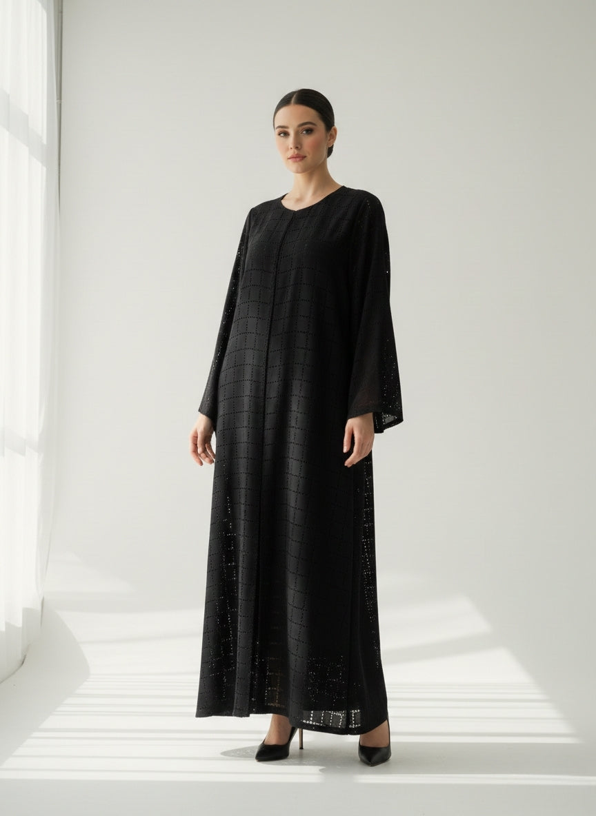 C 1854 Black Lasercut Abaya