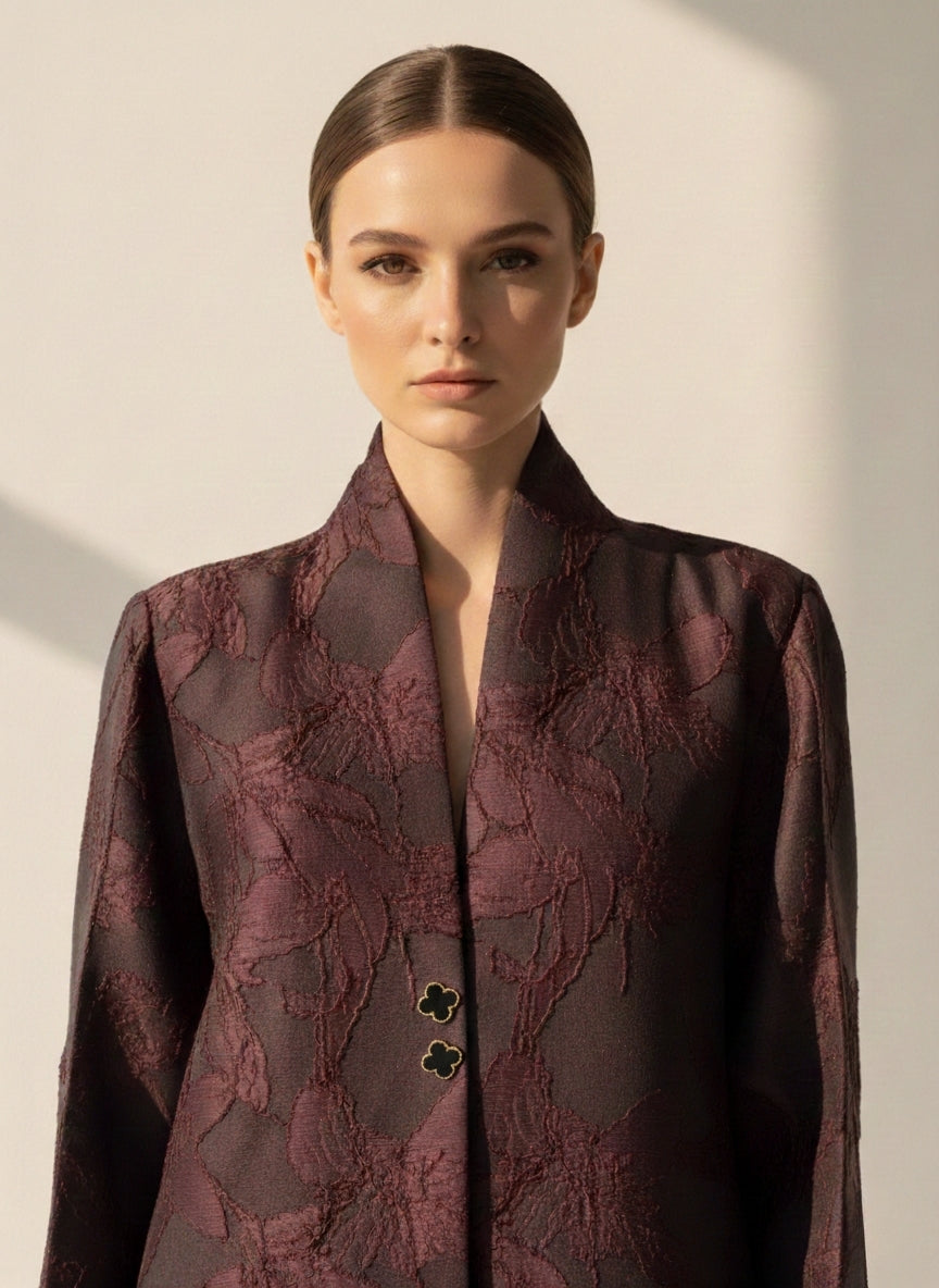 C 1848 Burgundy Coat Abaya