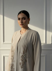 C 1844 Beige Beaded Abaya
