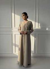 C 1844 Beige Beaded Abaya