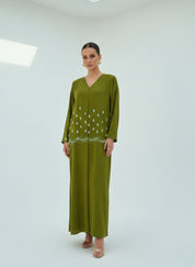C 1845 Lime Green Beaded Abaya