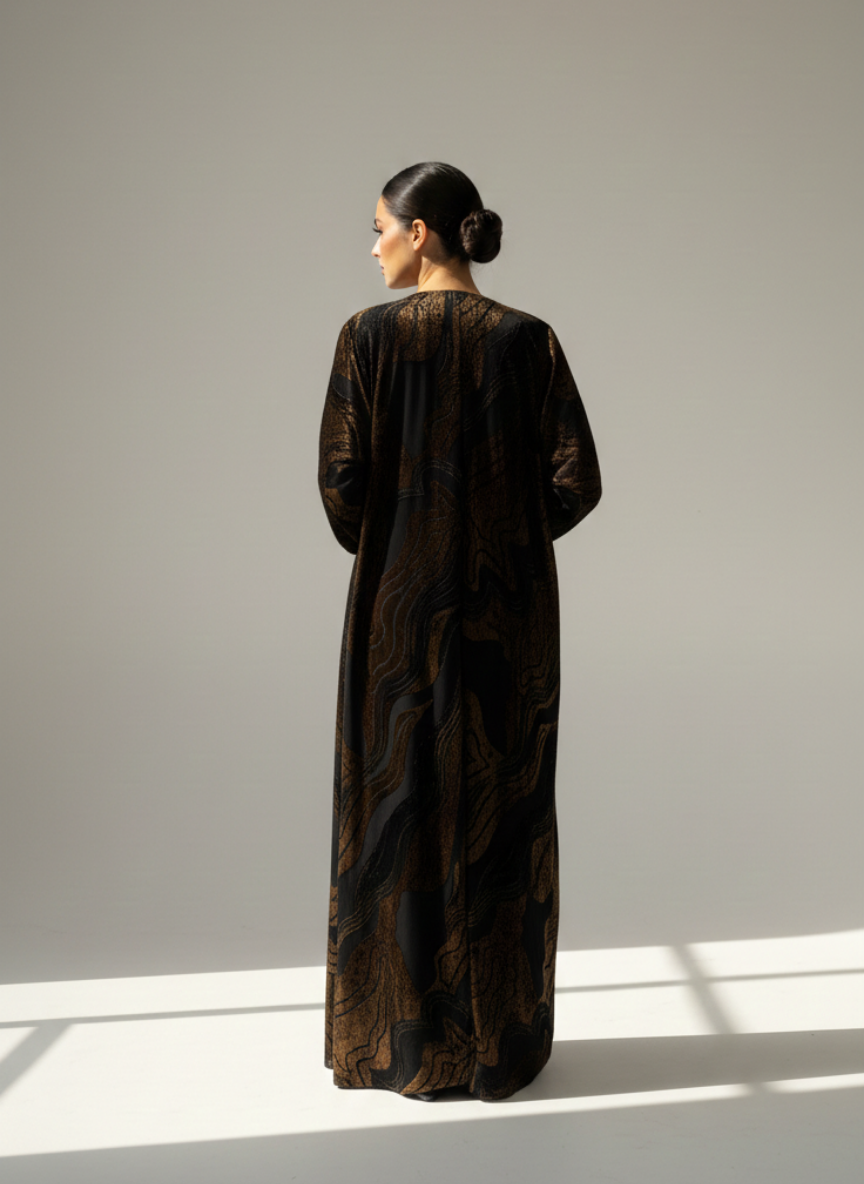 C 1784-01 Brown Velvet Abaya