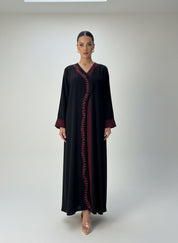 C 1832 Black Embroidered Abaya