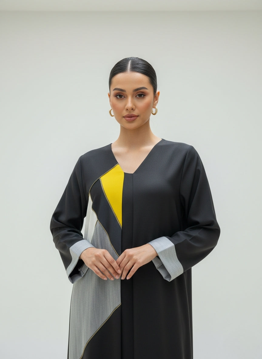 C 1847 Black Patterned Abaya