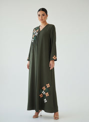 C 1837 Forest Green Beaded Abaya